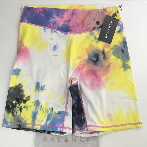 Balance Athletica Pants - Balance Athletica The Cloud Rider Biker Short Logo Thunderstorm Tie Dye XL New